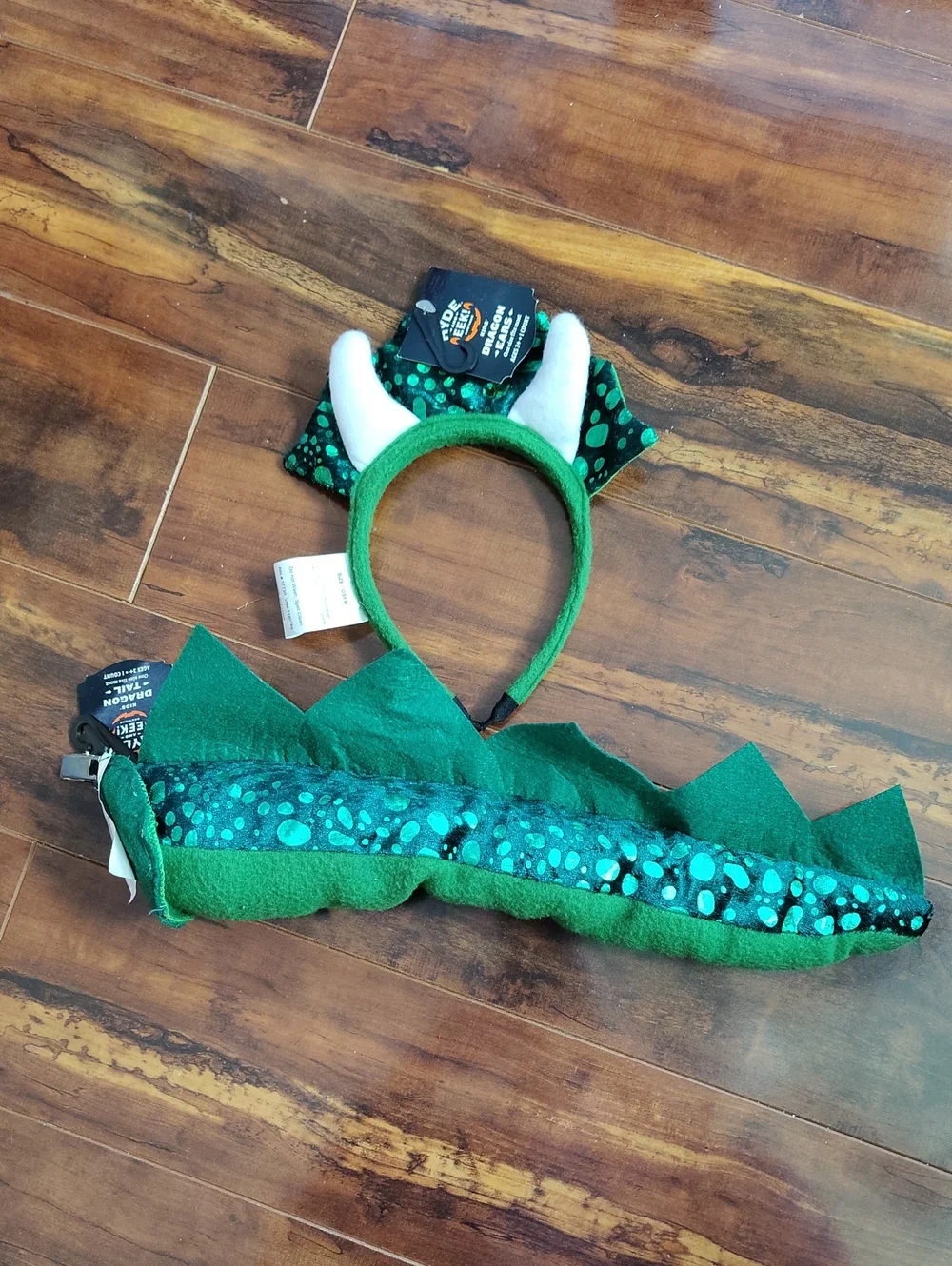 Hyde & Eek! Kids Green Dragon Headpiece with Dragon Tail Halloween Costume